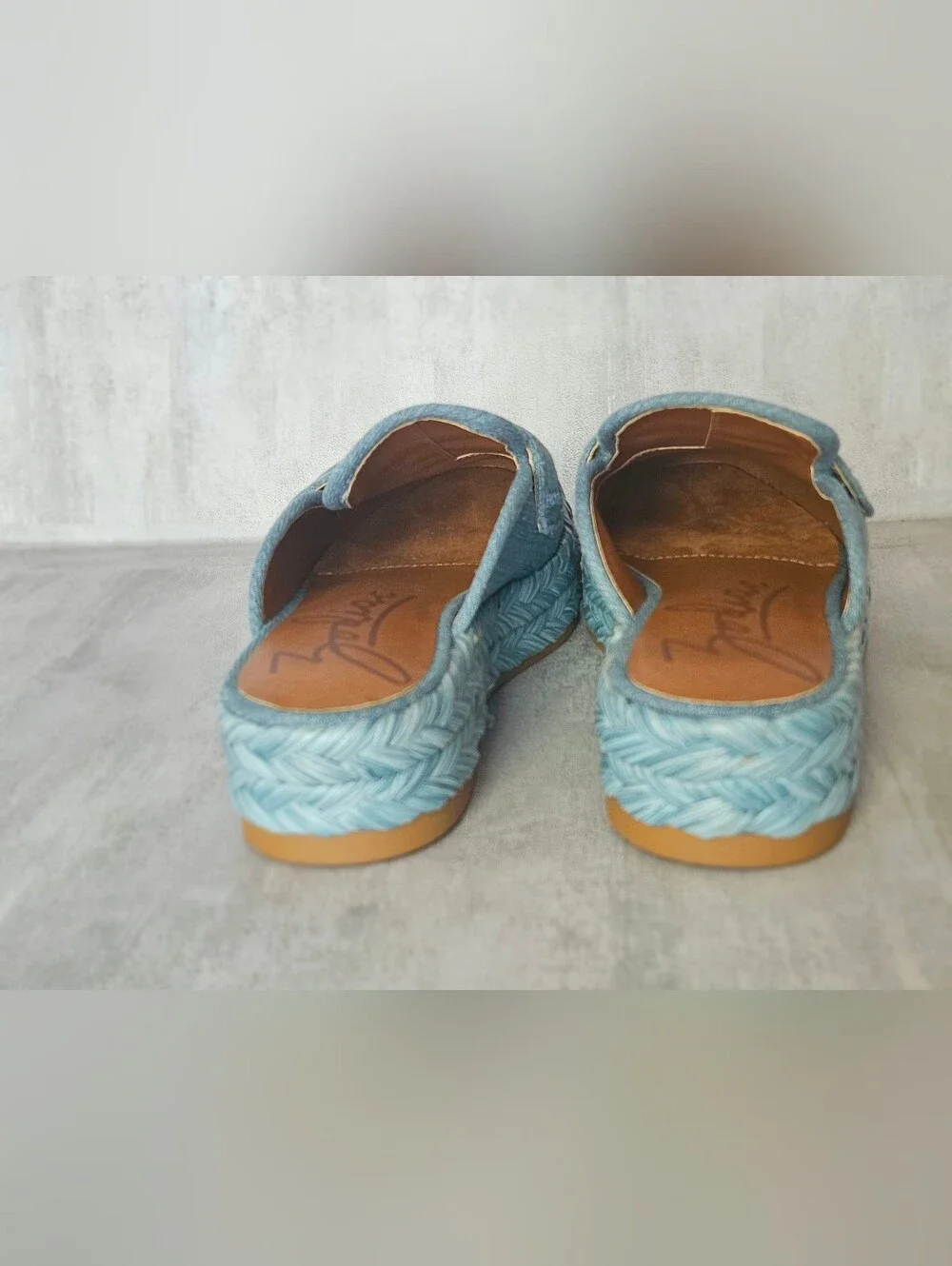 Zodiac Women's Gizelle Blue Denim Platform Espadrille Mules Slides Size 7